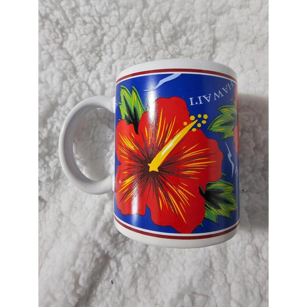 Vintage 1996 Hilo Hattie The Store Of Hawaii Red Flower Hibiscus Coffee Mug 4"